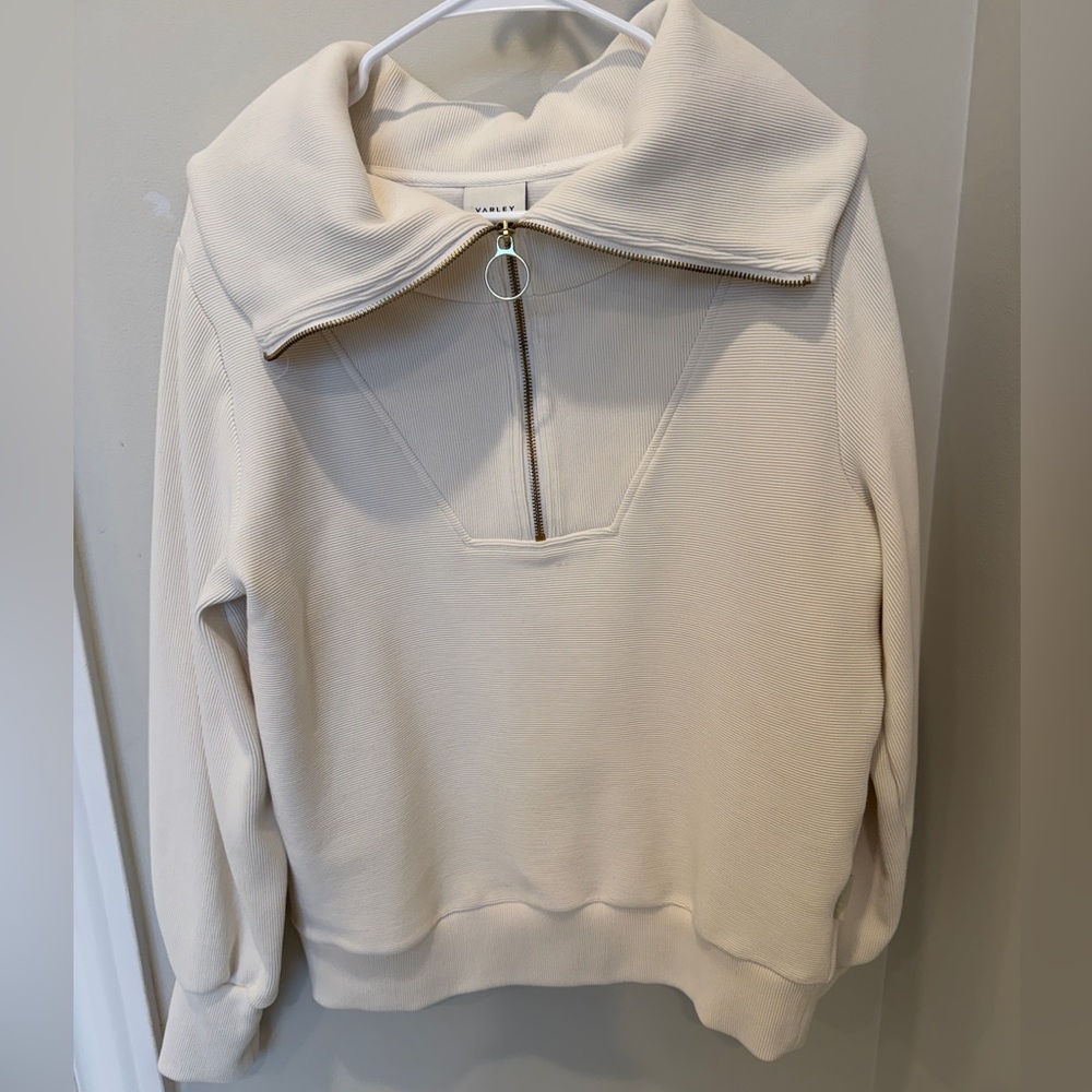 Varley Cream Zip Neck Pullover